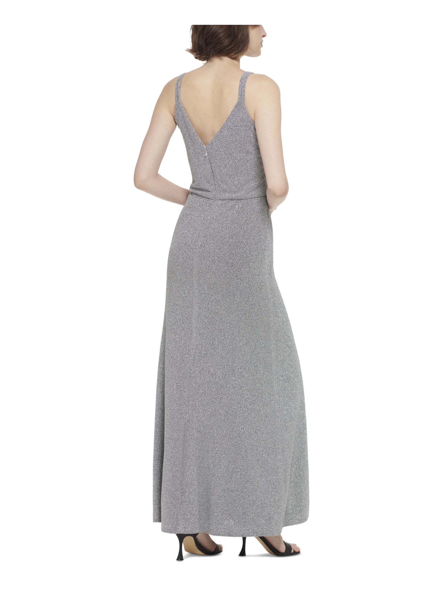 green emerald velvet dress Calvin Klein Sleeveless V-Neck Gown with High-Low Design – Women's For –  Elegant Dresses Online