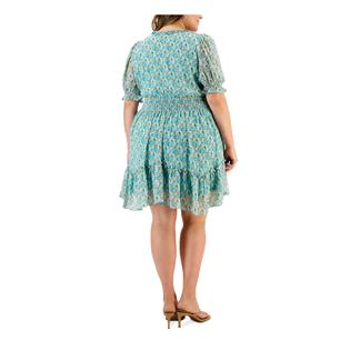 TAYLOR Womens Green Lined Waist Asymmetric Hem Short Sleeve Dress Plus 20W TAYLOR Womens Green Lined Waist Asymmetric Hem Short Sleeve Dress Plus 20W
