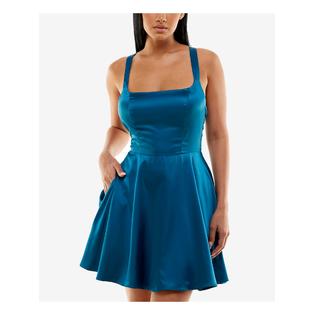 B.Darlin B DARLIN Womens Pocketed Sleeveless Square Neck Short Party Fit + Flare Dress B.Darlin B DARLIN Womens Pocketed Sleeveless Square Neck Short Party Fit + Flare Dress