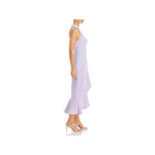 Aqua Womens Crepe Ruffled Midi Dress Purple 10 Aqua Womens Crepe Ruffled Midi Dress Purple 10