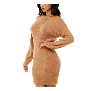 Almost Famous ALMOST FAMOUS Womens Sweater Dress Short Beige Ribbed Long Sleeve Evening Solid Hoodie Unlined Juniors M Almost Famous ALMOST FAMOUS Womens Sweater Dress Short Beige Ribbed Long Sleeve Evening Solid Hoodie Unlined Juniors M