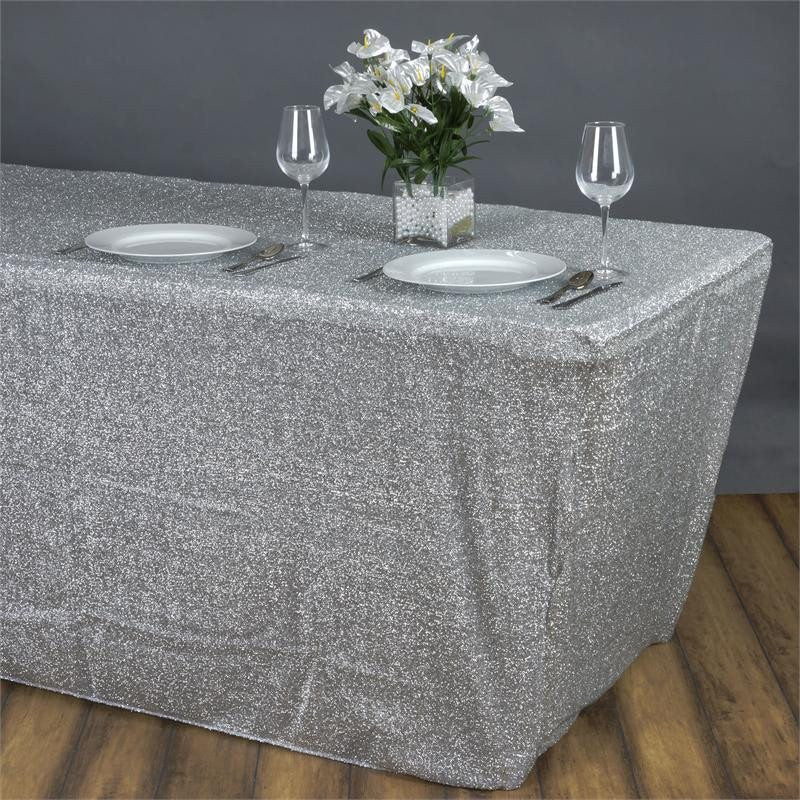 Efavormart 6 Ft Rectangle Table Cover Metallic Shiny Glittered Spandex Tablecloth For Wedding Party Event Banquet Efavormart 6 Ft Rectangle Table Cover Metallic Shiny Glittered Spandex Tablecloth For Wedding Party Event Banquet