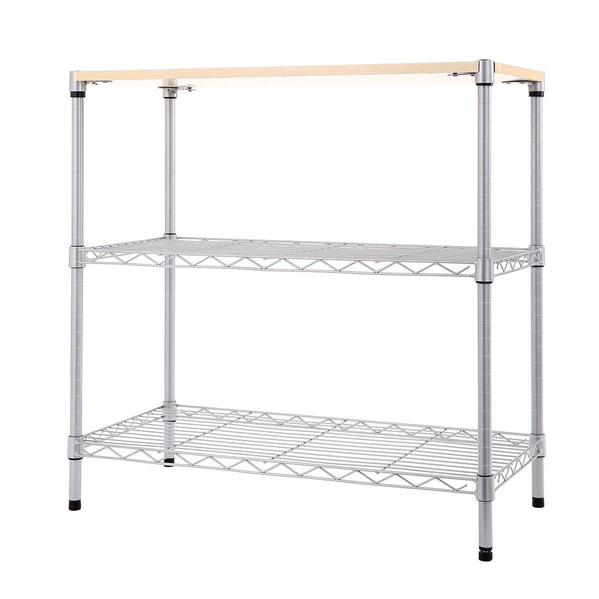 Hive 3 Tier Wire Shelving Home, Metro Shelving Wood Top