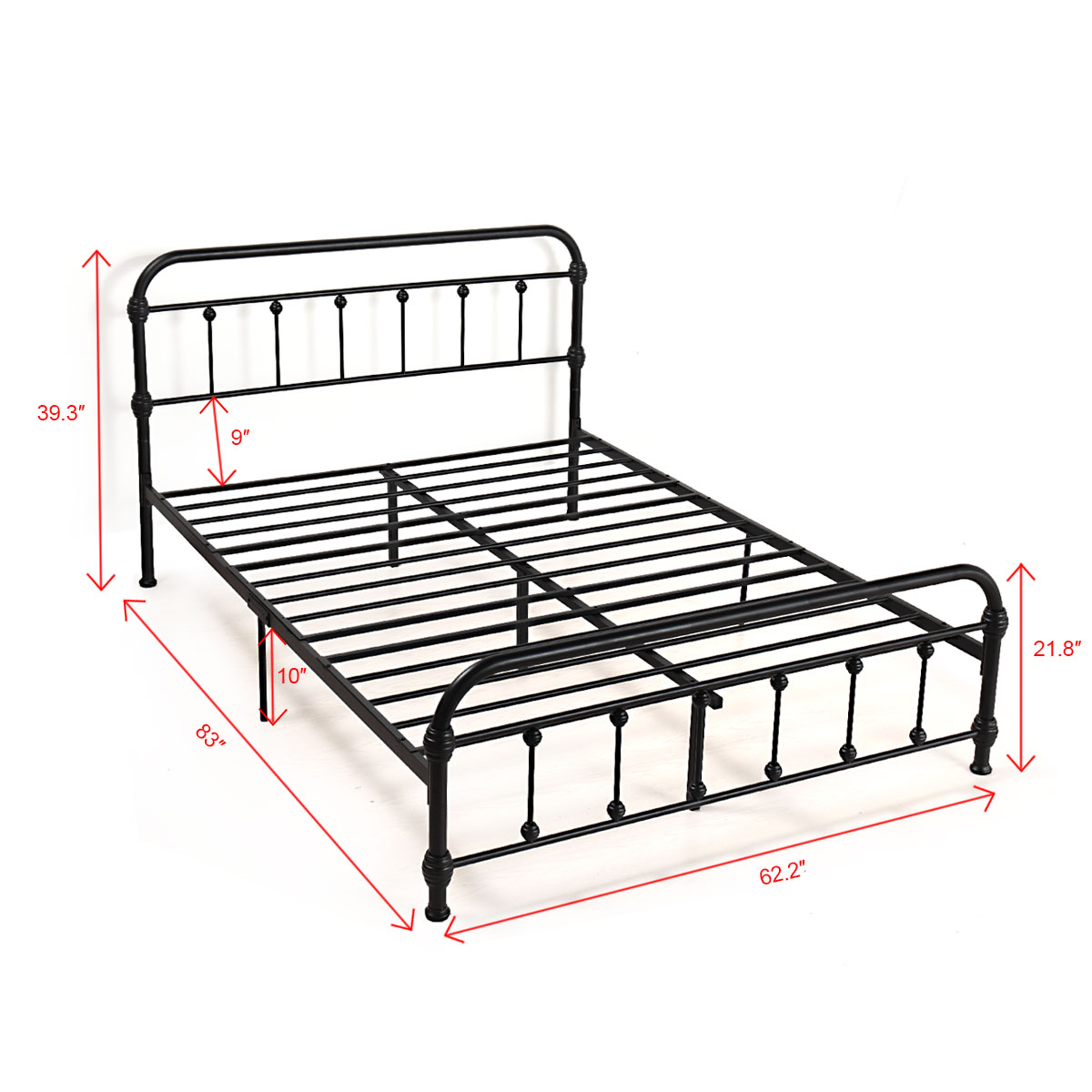 Jaxpety Queen Size Bed Frame Heavy Duty, Metal Bed Frame With Headboard