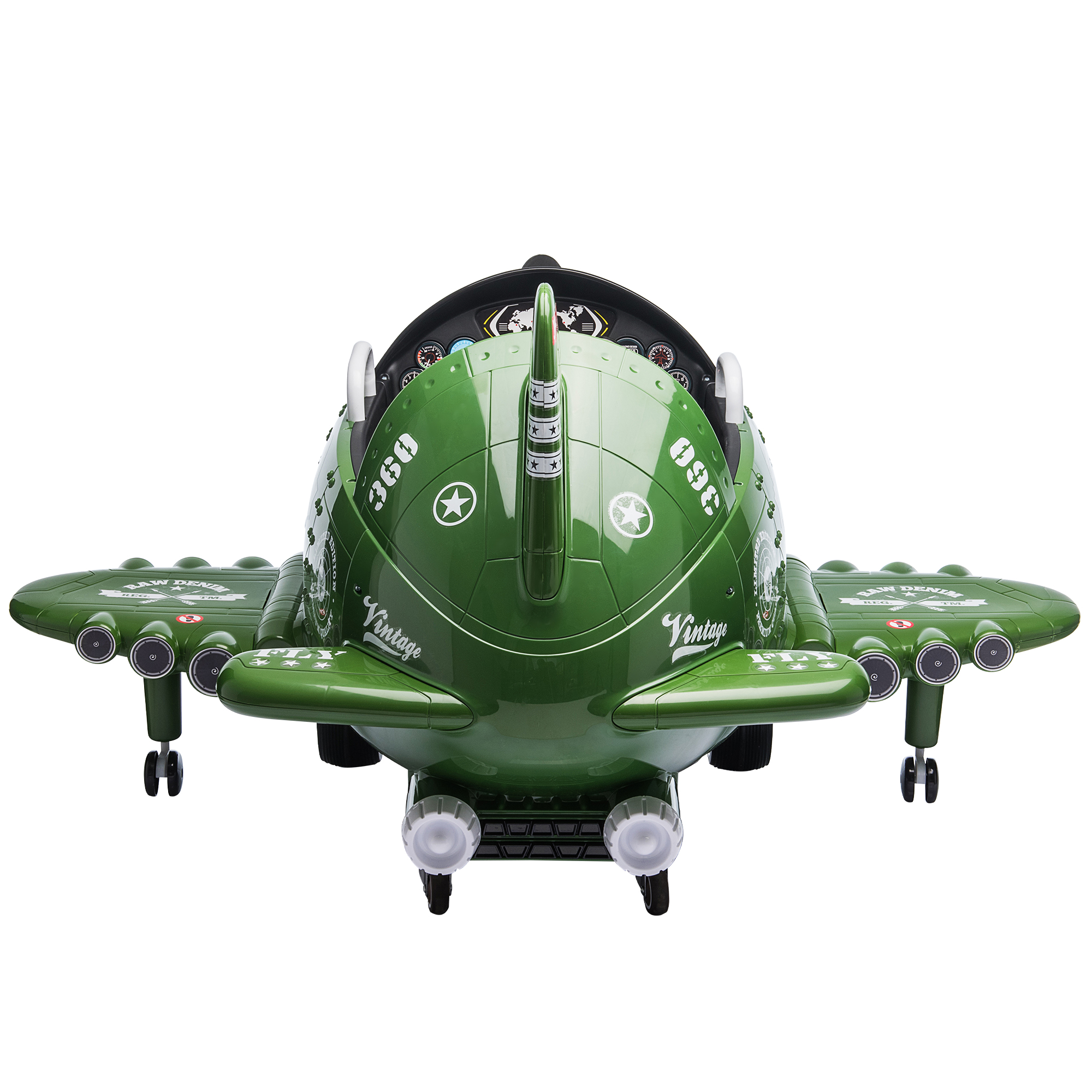 Tobbi Children's 12V Powered Electric Ride on Toy Plane Car with Remote Control Toddler Aircraft Baby Carriage , Music,Green