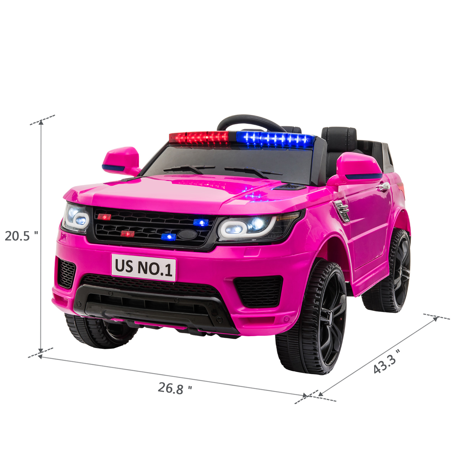 Tobbi Kid Ride on Police Car with Parental Remote Control, 12V Battery Powered Electric Truck Ride on Toy Vehicle ,Siren,Megaphone