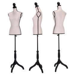sandinrayli Female Mannequin Half Body Form Dressing Model Clothing Display with Adjustable Tripod Stand for Clothing Jewelry Display, Beige