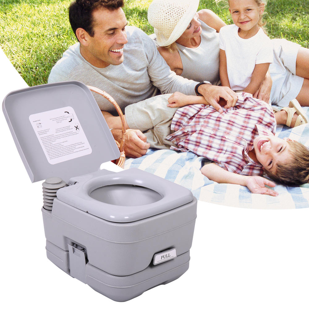 sandinrayli 2.6 Gallon Outdoor 10L Portable Toilet Potty for Camping Travel Car RV Toilet,Anti-Leak Waste Tank Gray