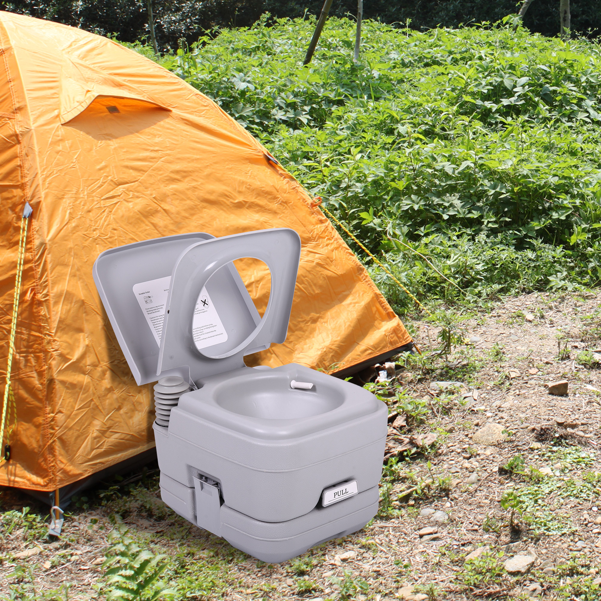 sandinrayli 2.6 Gallon Outdoor 10L Portable Toilet Potty for Camping Travel Car RV Toilet,Anti-Leak Waste Tank Gray