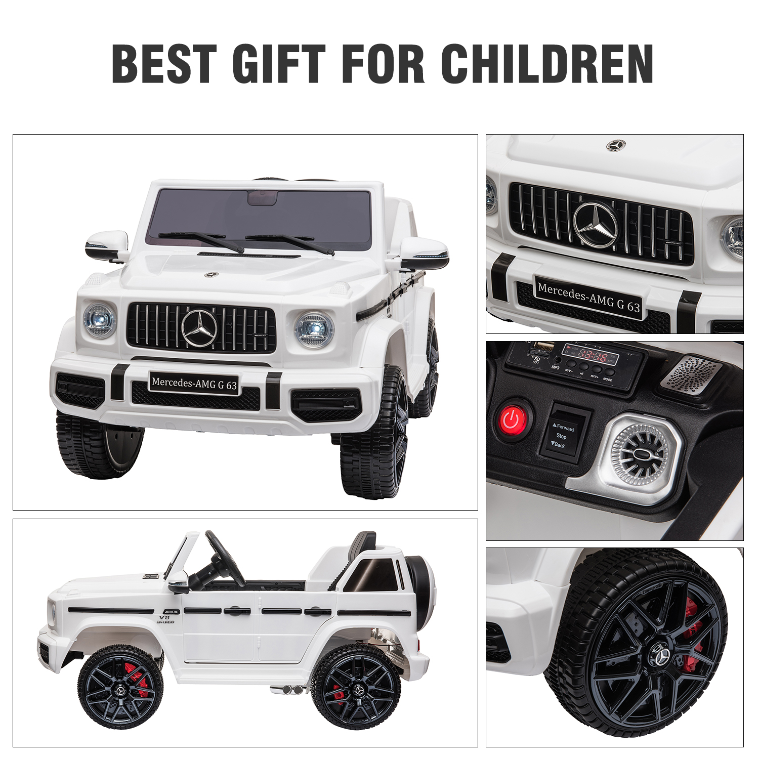 Tobbi 12V kids Ride On Jeep with Remote Control, Electric Car for Kids 3-6 Years,3 Speeds, Music Story Playing, LED Lights, MP3 Player