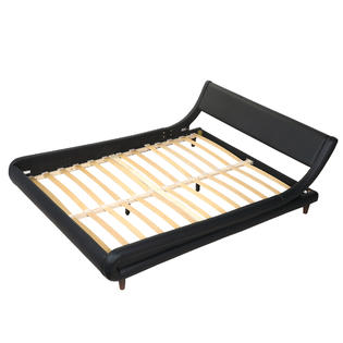 Jaxpety Modern Upholstered Bed Frame, Faux Wood Bed Frame