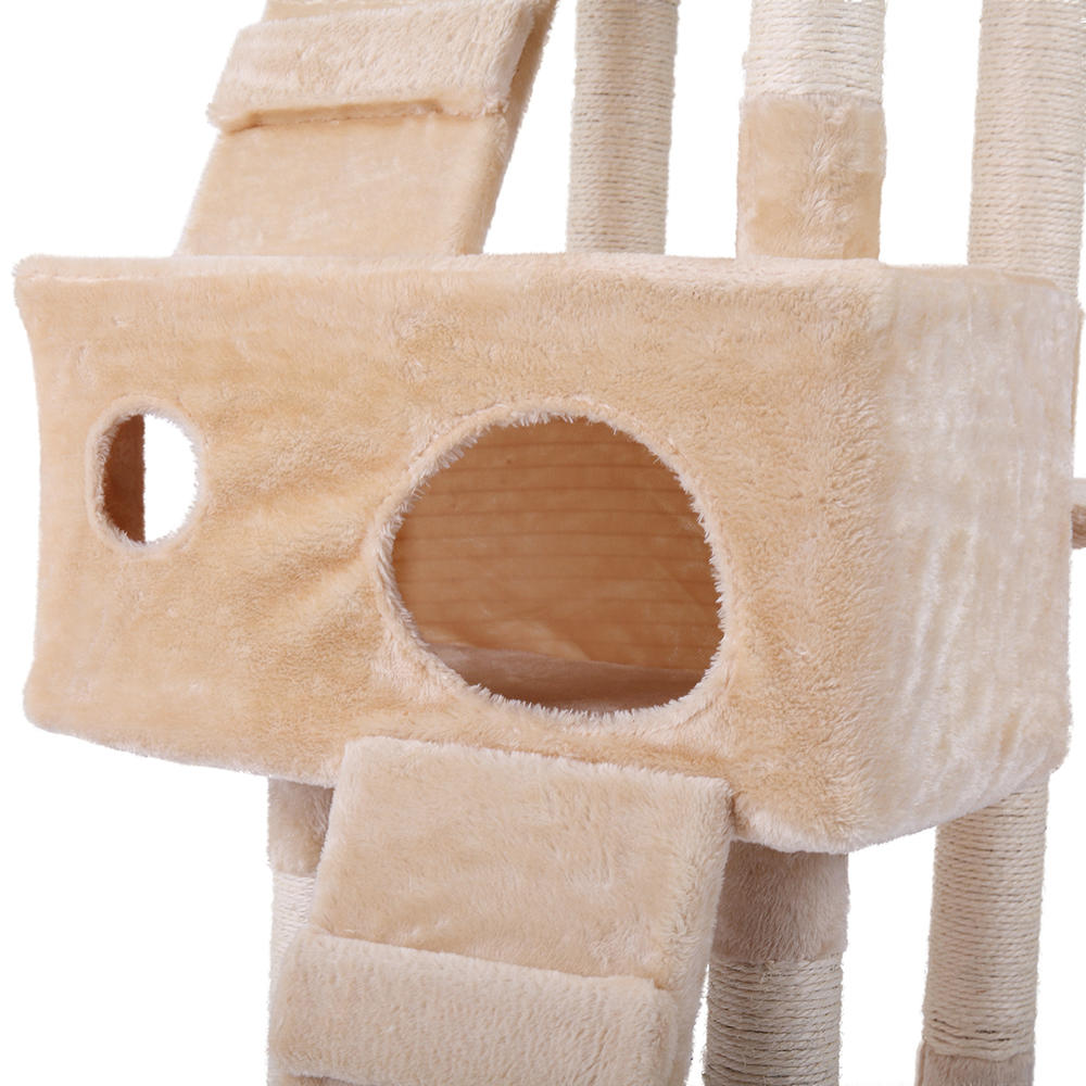 COZIWOW 67" H Multi-level Cat Tree Tower Condo Kitten Condo House Cat Furniture Kitty Play Activity Center with Scratching Posts,Beige