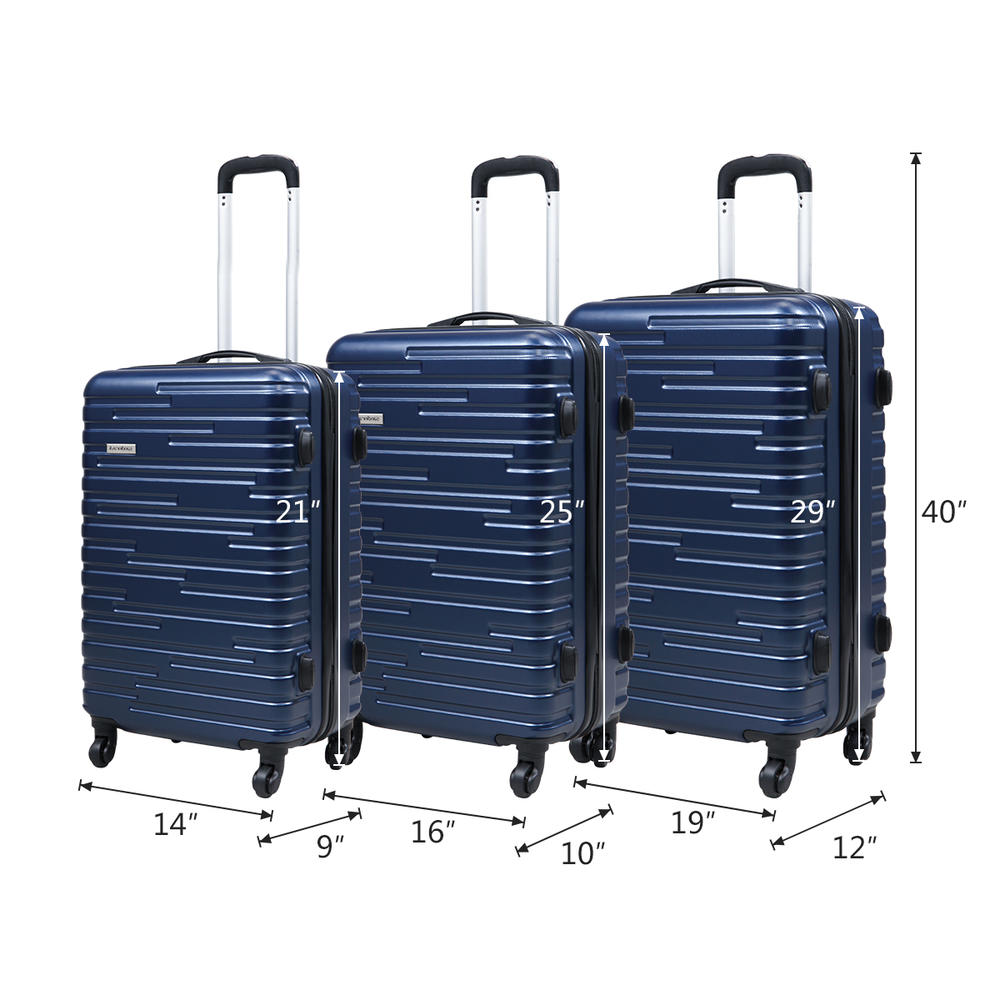 sandinrayli 3 PCS Luggage Set with Spinner Wheels Coded Lock Suitcases Travel Rolling Trolley ABS Hard Side  Luggage , Hard Shell