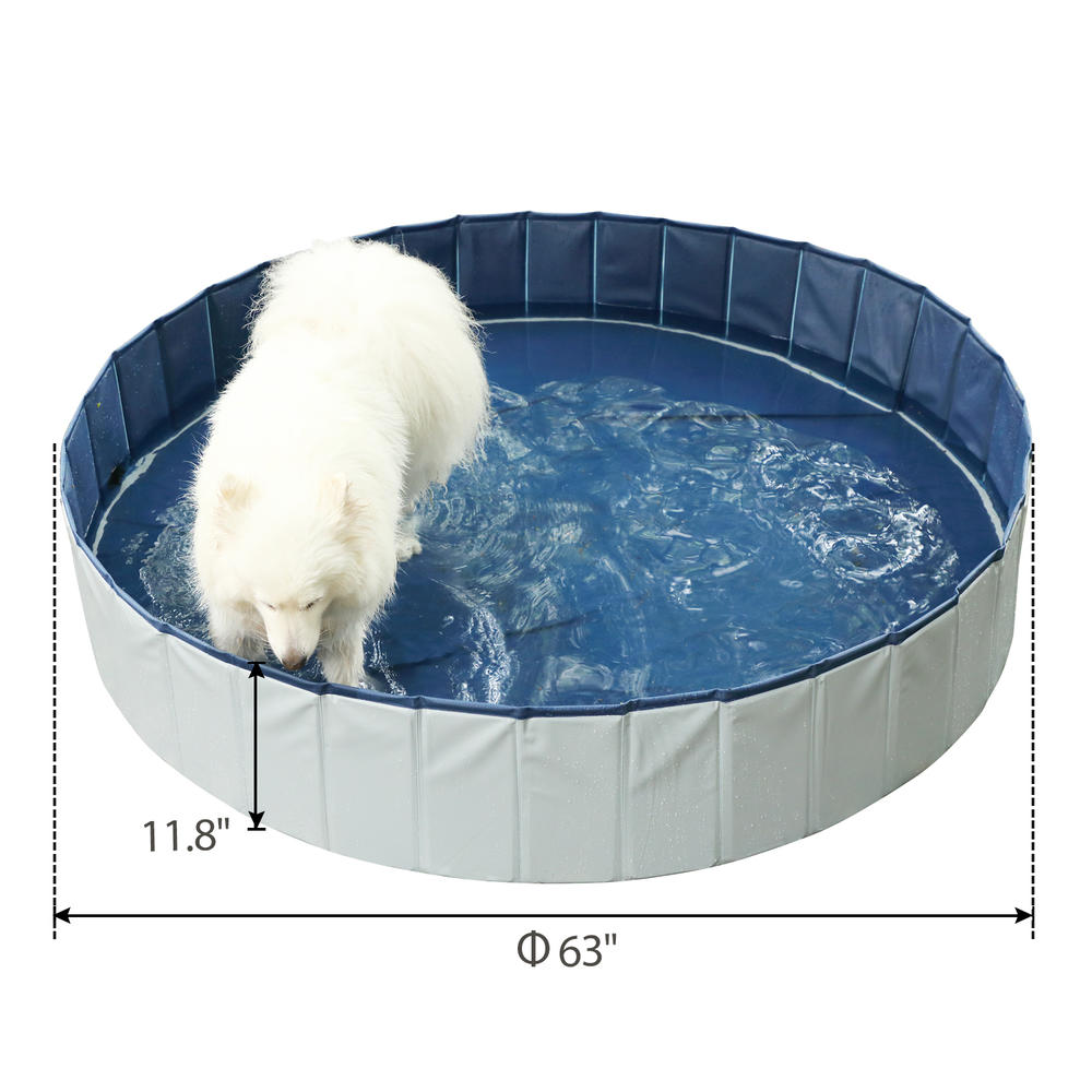 COZIWOW 63" Foldable Pet Dog Pool Pet Swimming Pool Dog Bathing Tub Collapsible PVC  