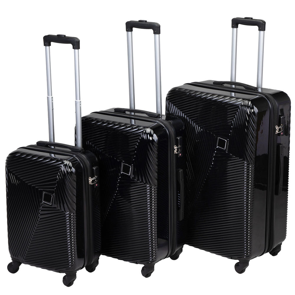 sandinrayli 3Pcs Luggage Set with Spinner Wheels Travel Rolling Trolley 20" 24" 28" Hard side Carry on Suitcase TSA Lock , ABS
