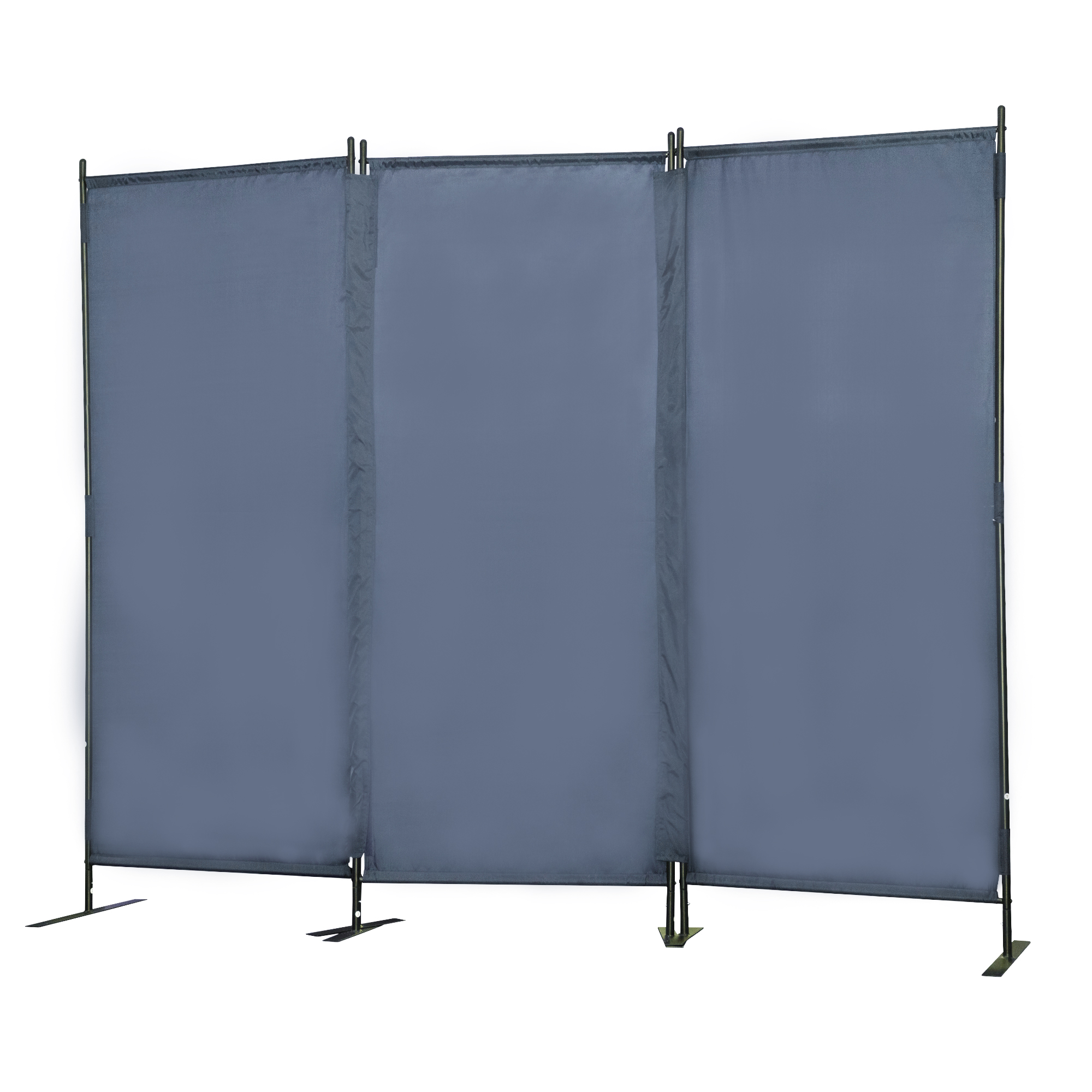 JAXPETY Room Divider Folding Privacy Screen w/3 Fabric Panels, Metal Standing