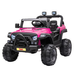 Tobbi 12V Battery-Powered Toddler Truck Kids Ride On SUV Power Wheels Ride-On w/Remote Control Safety Belt LED Lights-Magenta