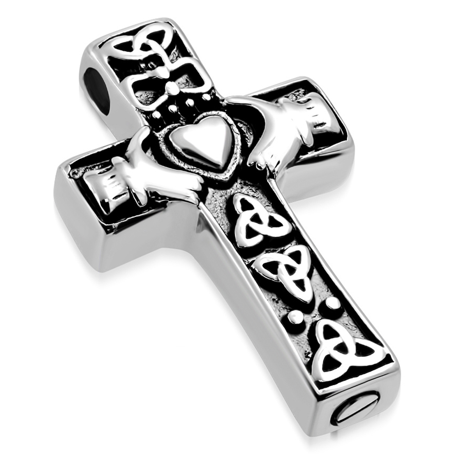 Comfort Zone Studios Stainless Steel Claddagh Trinity Cross Prayer