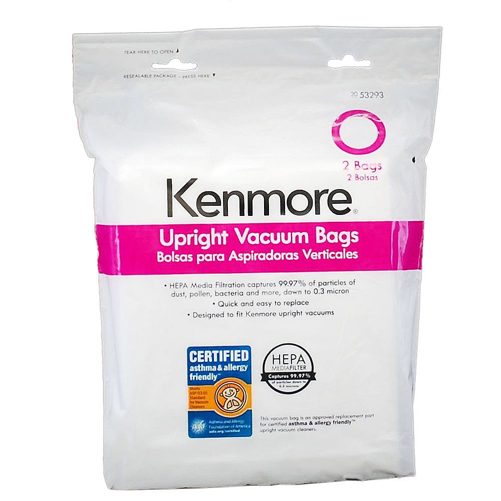 Kenmore 53293 Kenmore Vacuum HEPA Bag, Type O, 2-pack (replaces 50690) Genuine Original Equipment Manufacturer (OEM) Part
