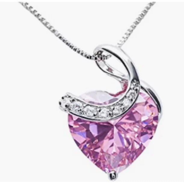 Paris Jewelry 18K White Gold 1Ct Pink Lovely Heart Pendant For Women Plated By Paris Jewelry