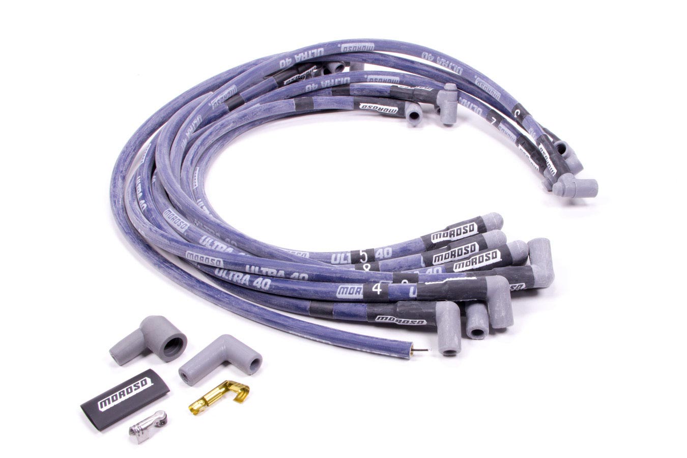 Moroso Ultra 40 Spark Plug Wire Set Spiral Core 8.65 mm Blue SBC P/N 73602