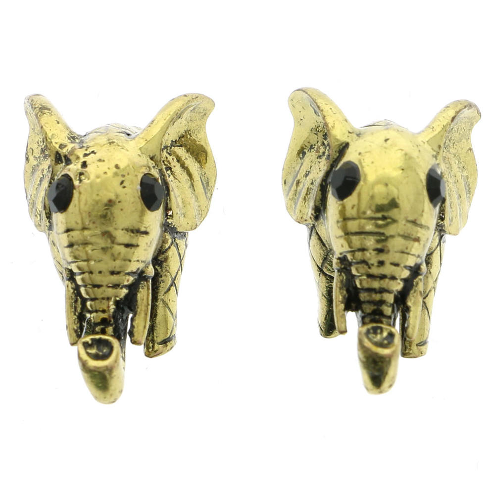 Mi Amore Elephant Post-Earrings Gold-Tone/Black