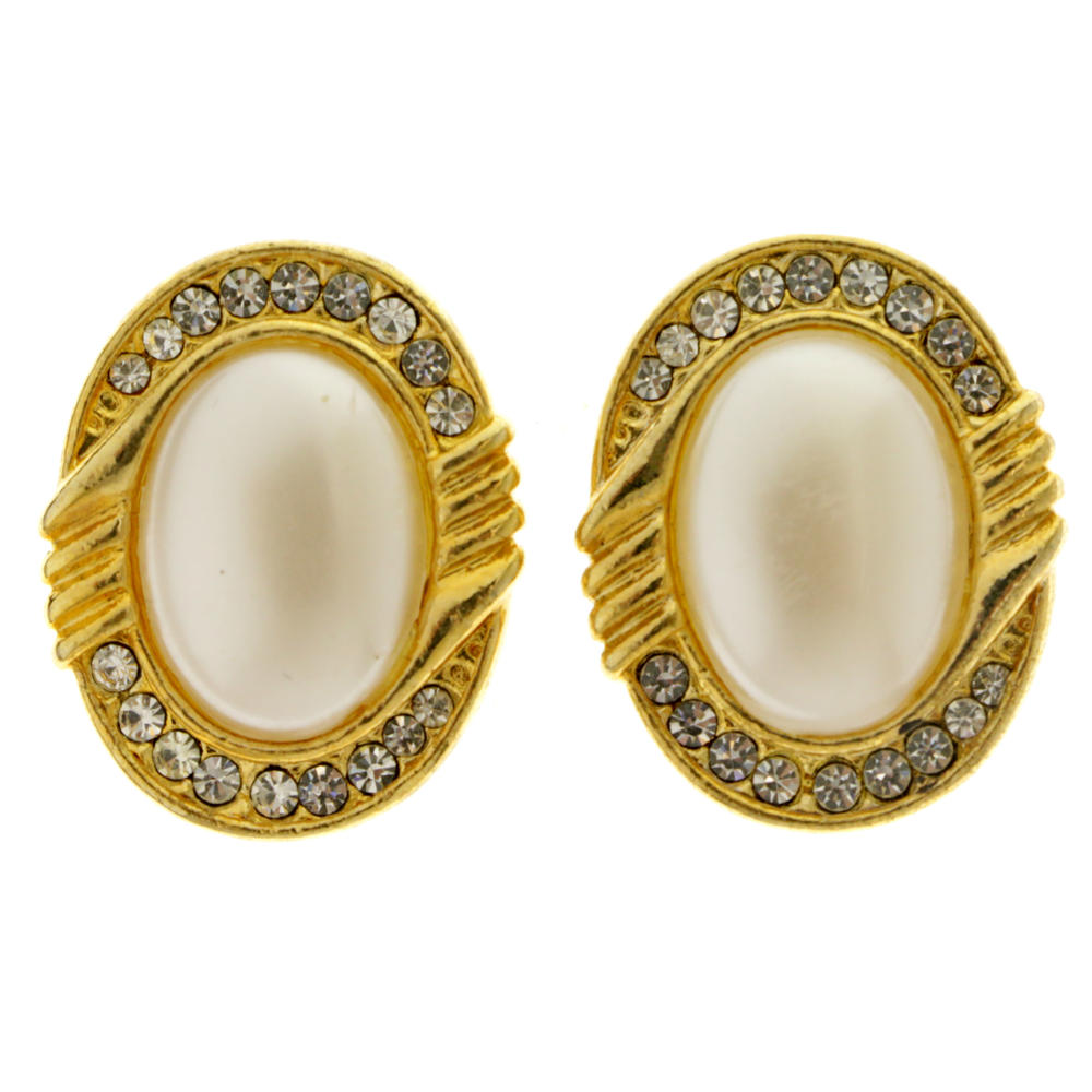 MI AMORE Gold-Tone Metal Clip-On-Earrings With Faceted Accents #LQC497