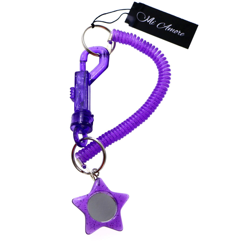 MI AMORE Star Mirror Stretch Lobster-Clasp-Keychain Purple/Silver-Tone