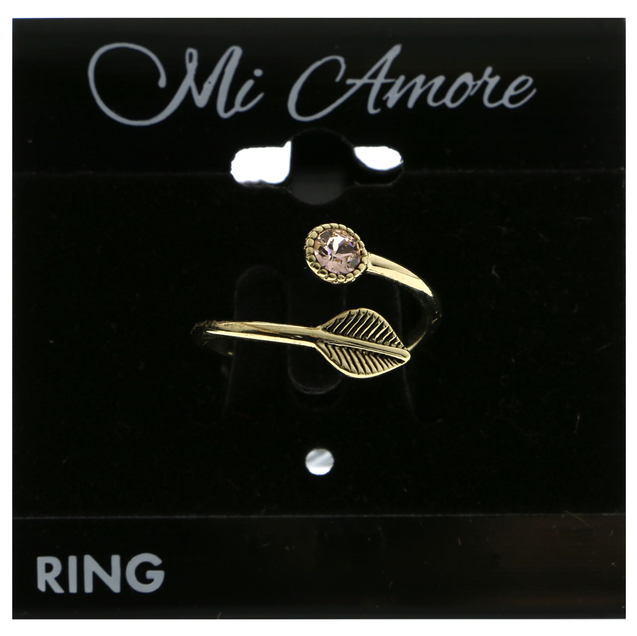 Mi Amore Leaf Crystal Sized-Ring Gold-Tone Size 7.00