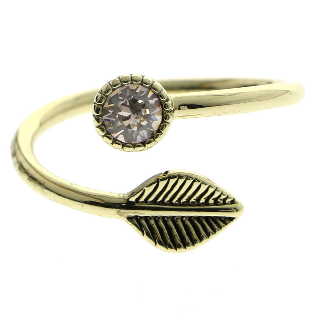 Mi Amore Leaf Crystal Sized-Ring Gold-Tone Size 7.00
