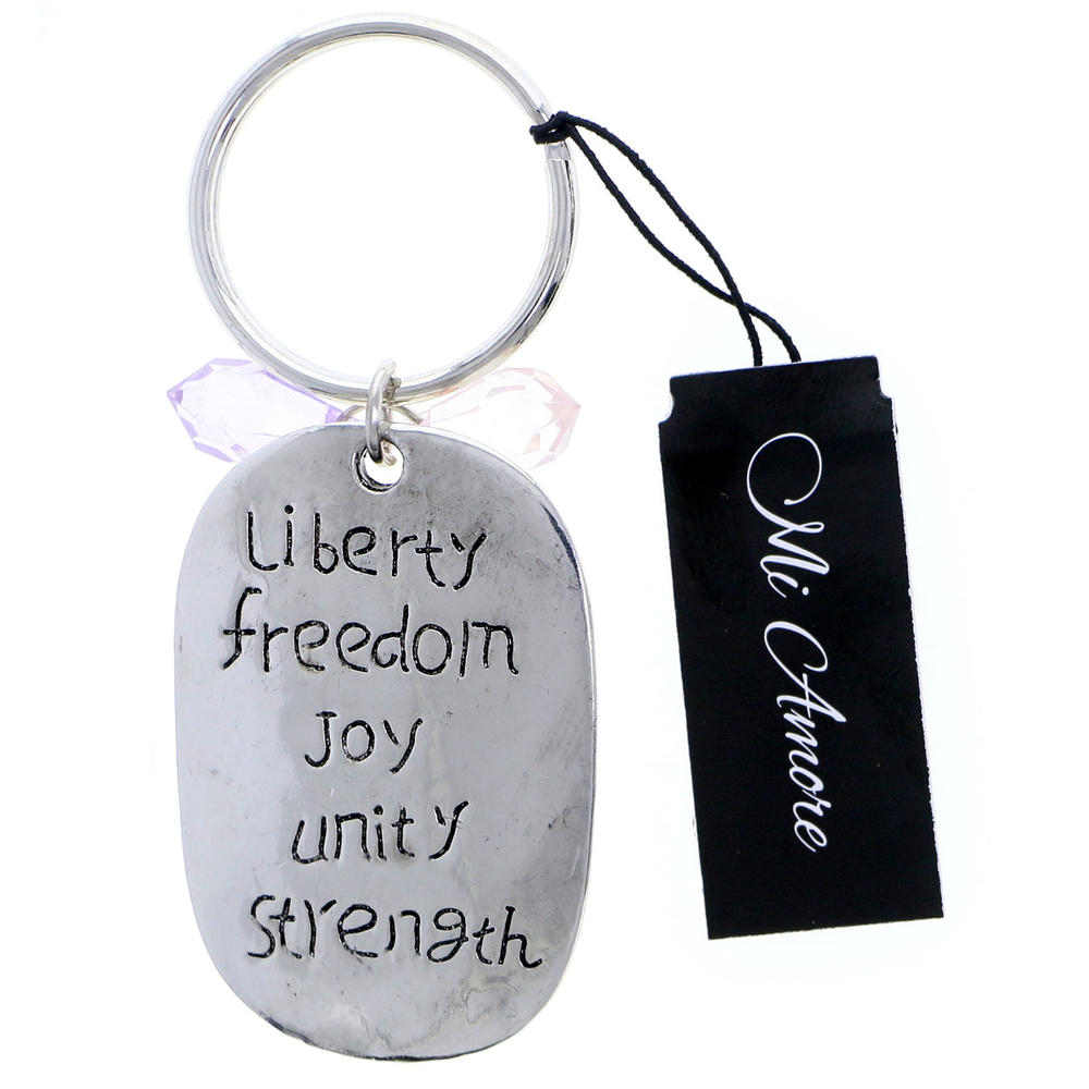 MI AMORE Strength Liberty Freedom Joy Unity Star Split-Ring-Keychain Silver-Tone/Pink