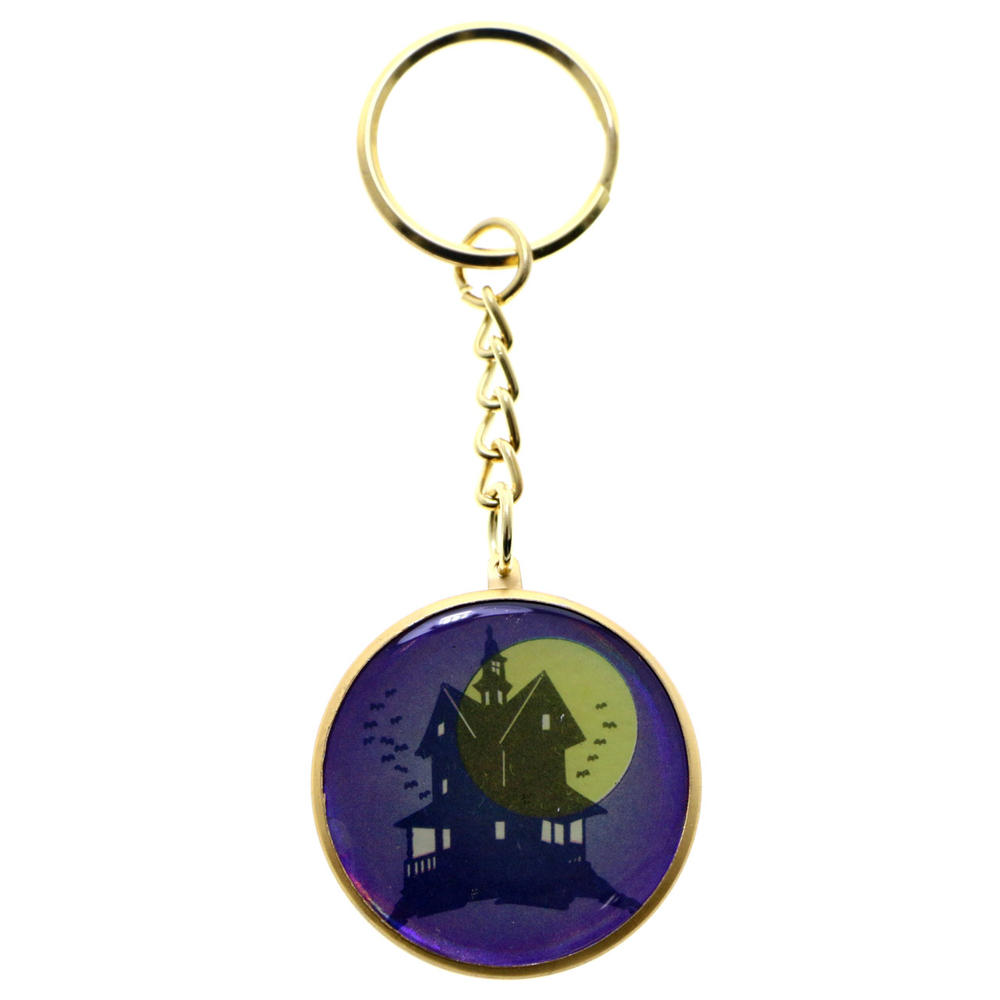 MI AMORE Halloween Haunted Mansion Split-Ring-Keychain Purple/Gold-Tone