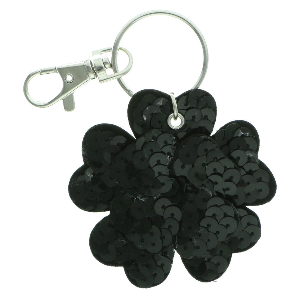 MI AMORE Black Flower Shaped Keychain With Trigger Snap KEKC4398