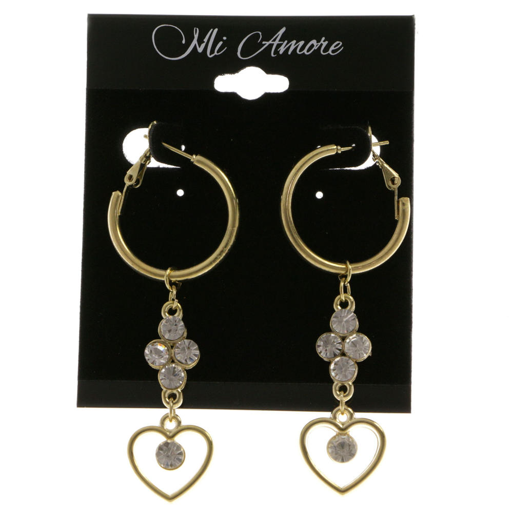 MI AMORE Gold-Tone Hoop Earrings With Heart Shaped Charm 10E3561