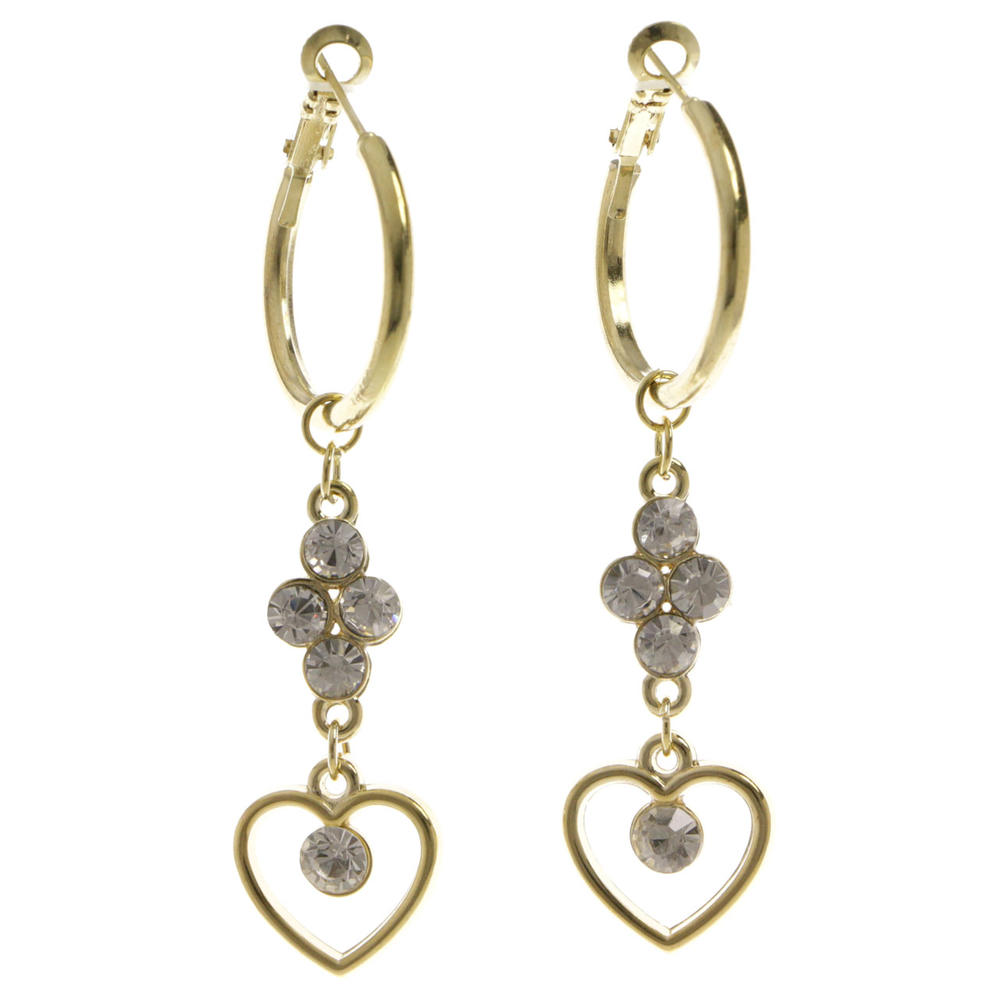 MI AMORE Gold-Tone Hoop Earrings With Heart Shaped Charm 10E3561