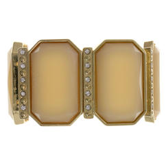 Mi Amore Gold-Tone Stretch Bracelet with White and Rhinestone Accents For Women TMB125