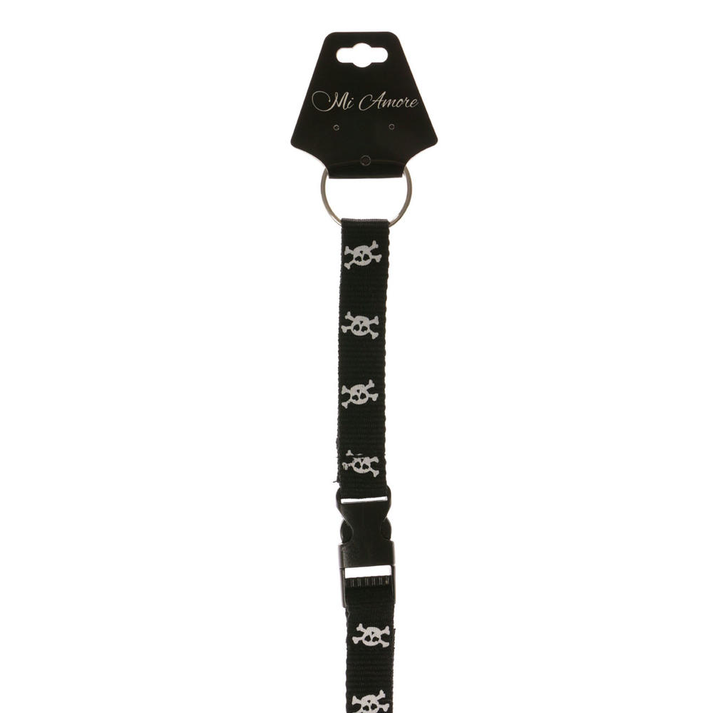 MI AMORE Black Skull & Crossbone Lanyard With Detachable Silver-Tone Split-Ring Key Chain