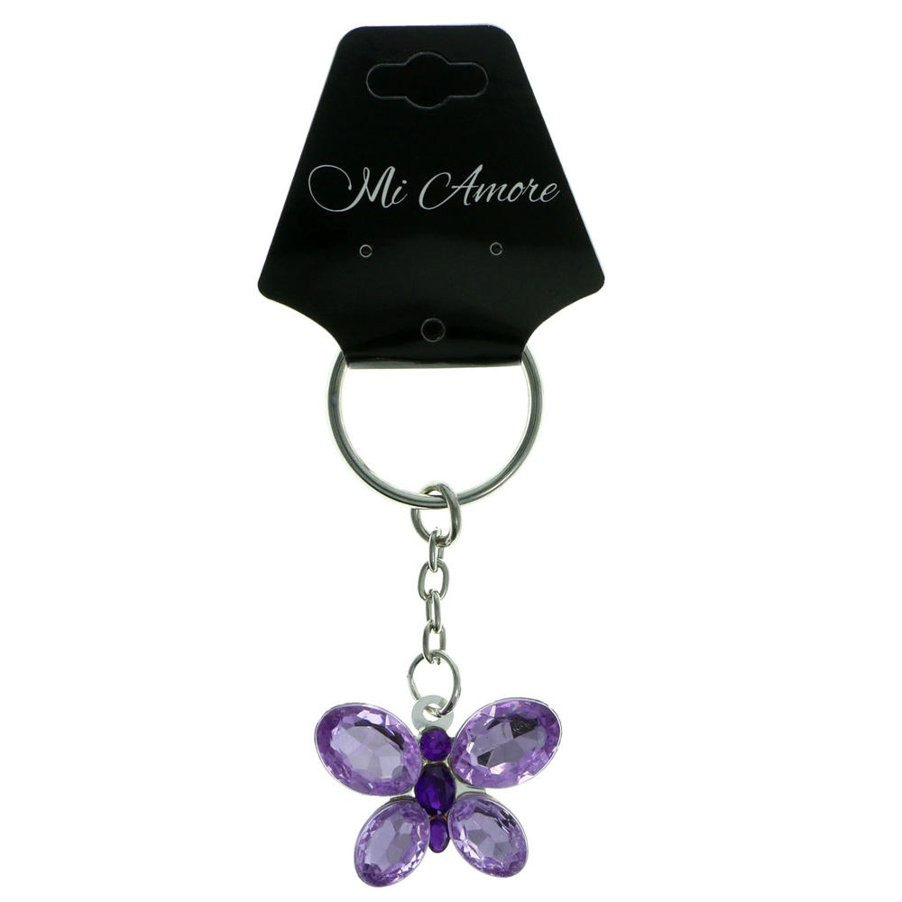 MI AMORE Purple Rhinestone Butterfly Key Chain