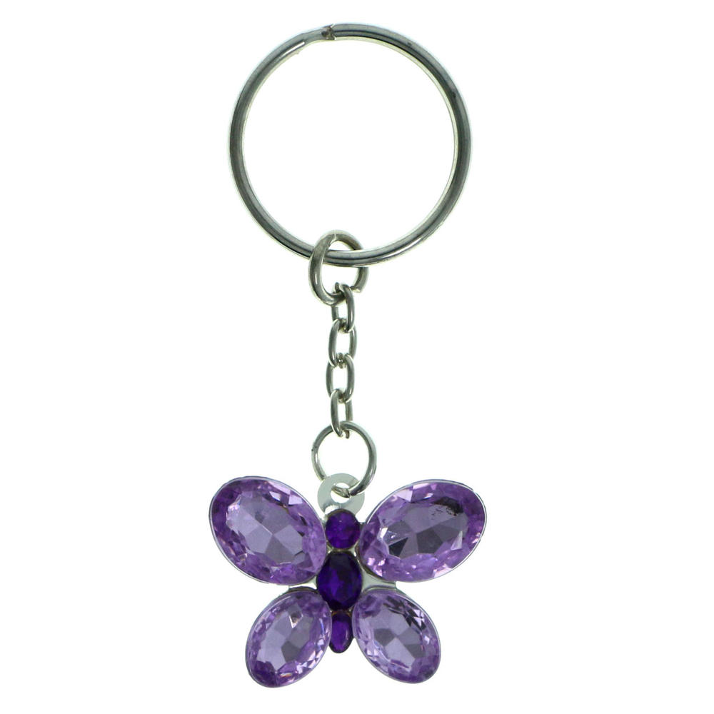 MI AMORE Purple Rhinestone Butterfly Key Chain