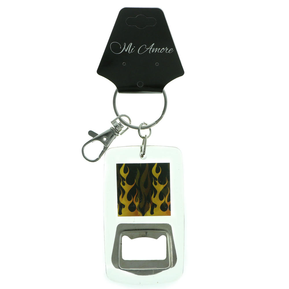 MI AMORE Bottle Opener With Flame Design Split Ring Key Chain