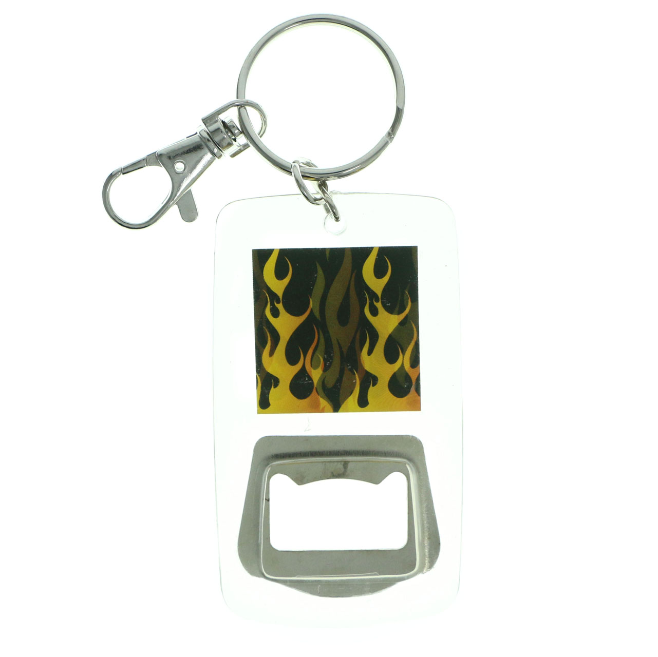 MI AMORE Bottle Opener With Flame Design Split Ring Key Chain