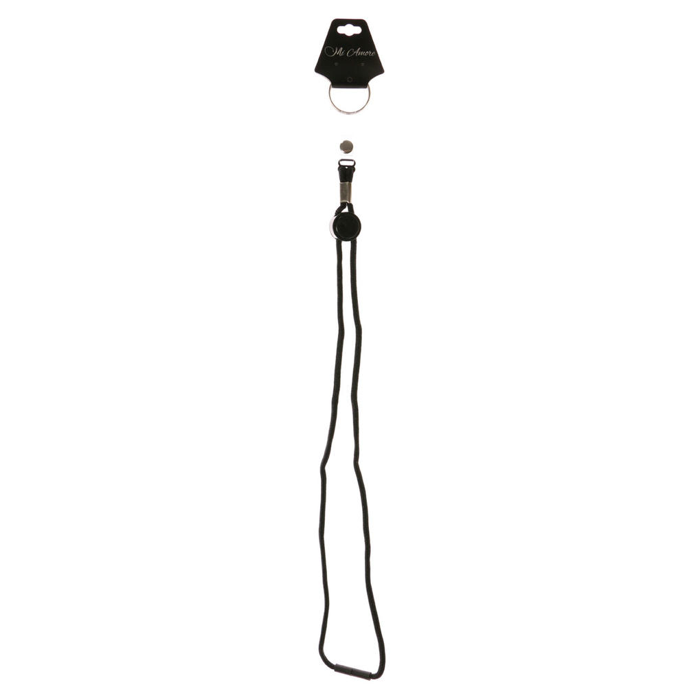 MI AMORE Adjustable Black Cord Lanyard With Silver-Tone Split-Ring Key Chain KEKC81