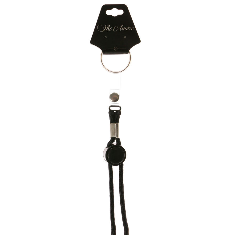 MI AMORE Adjustable Black Cord Lanyard With Silver-Tone Split-Ring Key Chain KEKC81