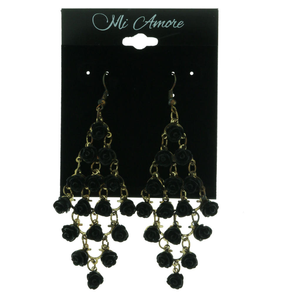 MI AMORE Black & Gold-Tone Colored Metal Chandelier-Earrings