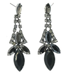 MI AMORE Silver-Tone & Black Metal Dangle-Earrings With Crystal Accents