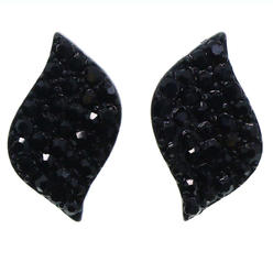 MI AMORE Black Leaf Shaped Post Earrings
