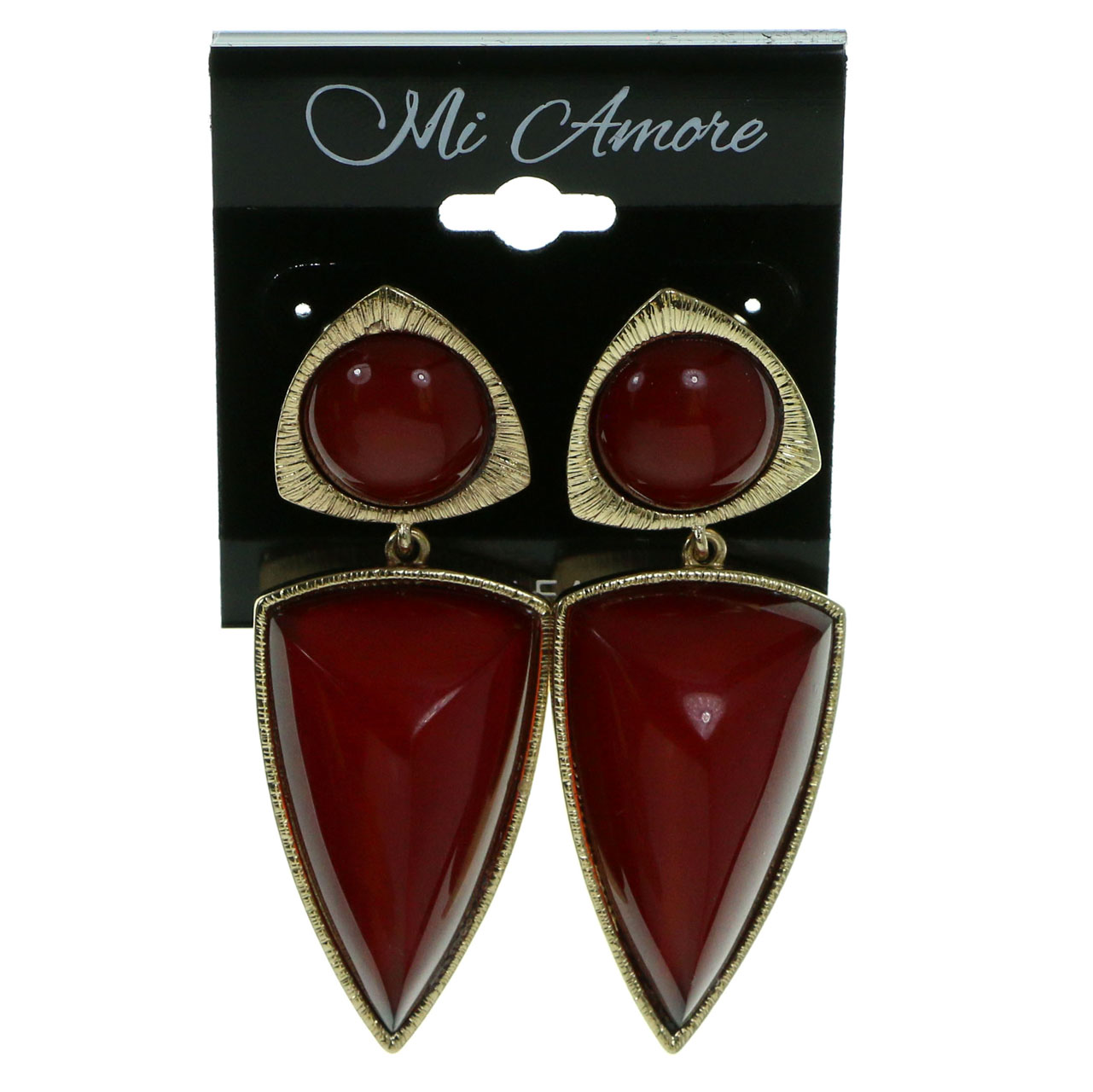 MI AMORE Drop-Dangle Earrings With Red Faceted Accents Large Multi-Tier Disc Dangle Earrings For Women Gold-Tone