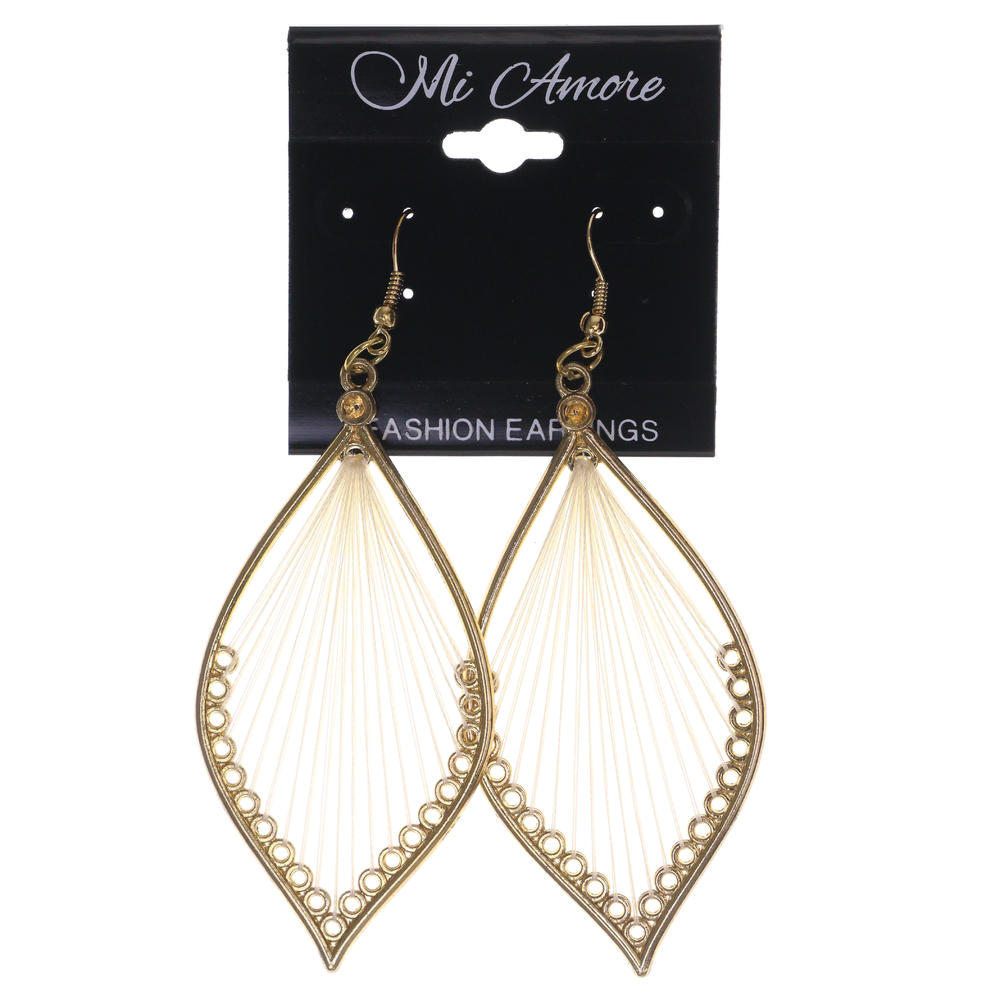 MI AMORE Metal Dangle-Earrings Gold-Tone & White #LQE3127