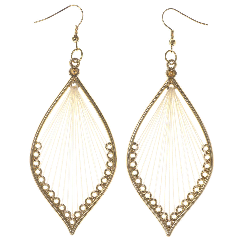 MI AMORE Metal Dangle-Earrings Gold-Tone & White #LQE3127