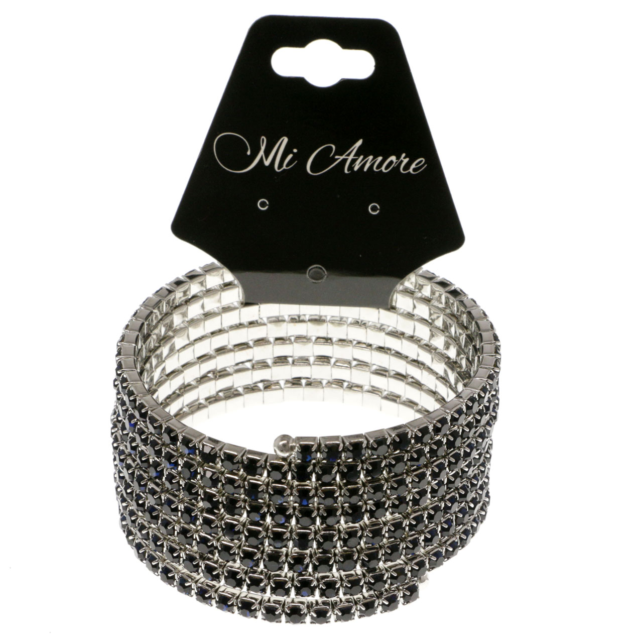 Mi Amore Seven strand silver-tone coil bracelet with blue rhinestone accents 70B6047C-BLUE